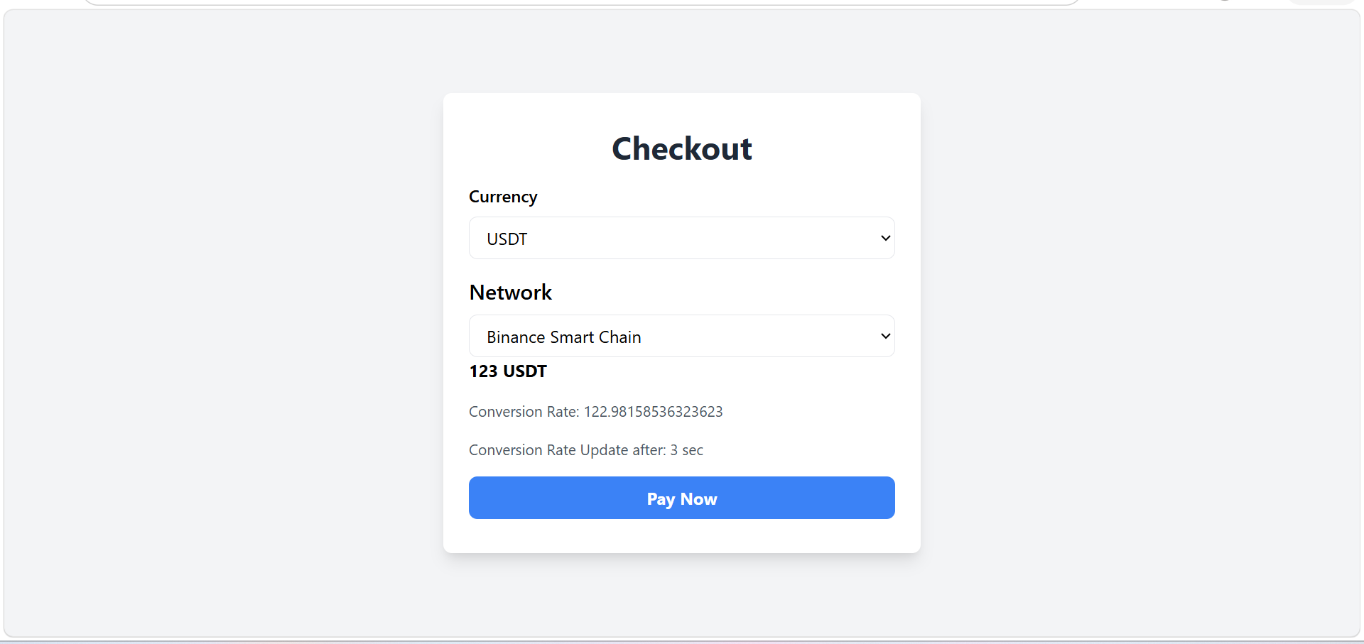 Create checkout link sample response